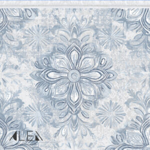 שטיח פיויסי לסלון/לחדר פרחוני כחול בהיר בסגנון וינטג׳