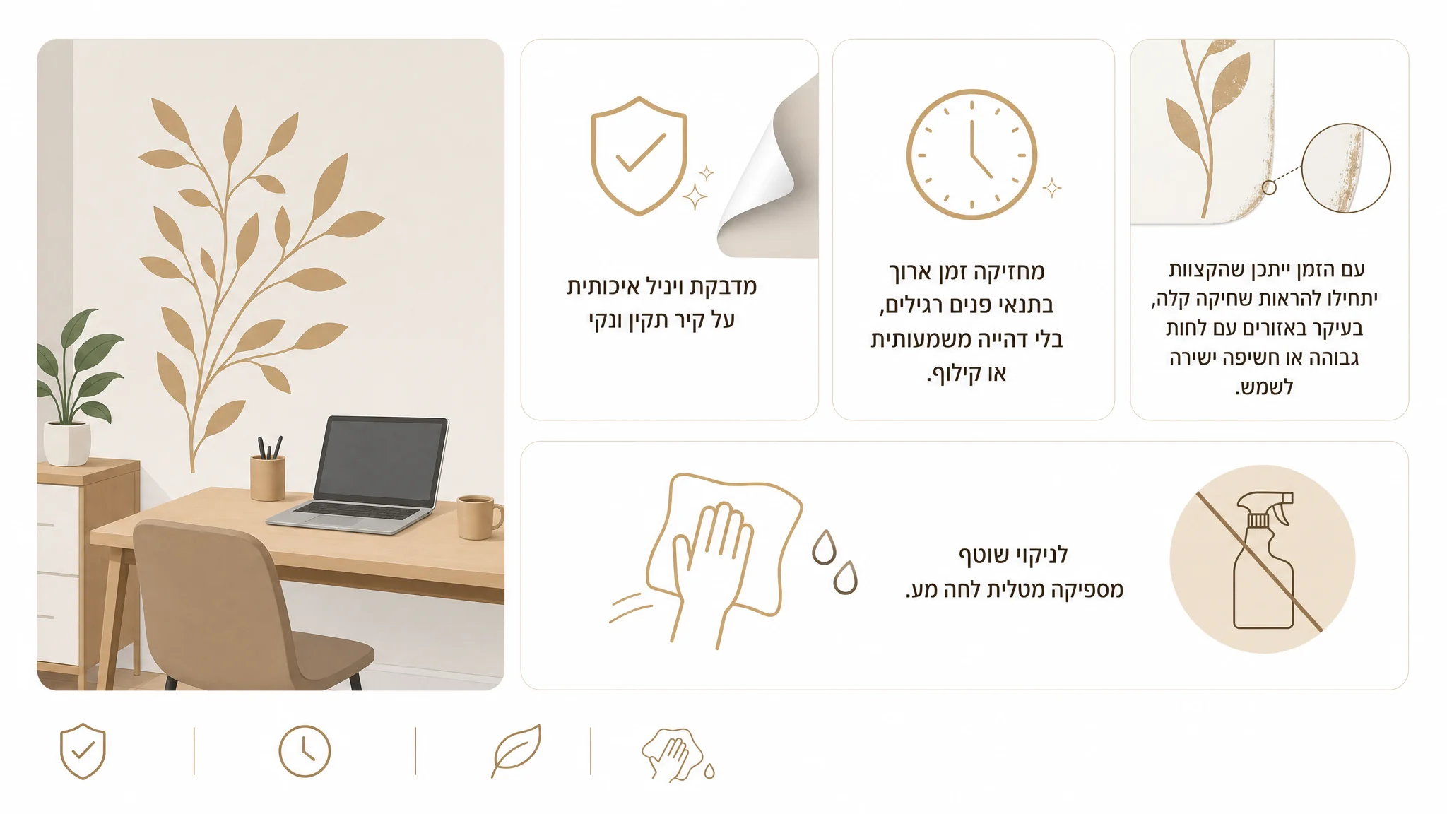 עמידות וניקוי מדבקת קיר - המלצות תחזוקה