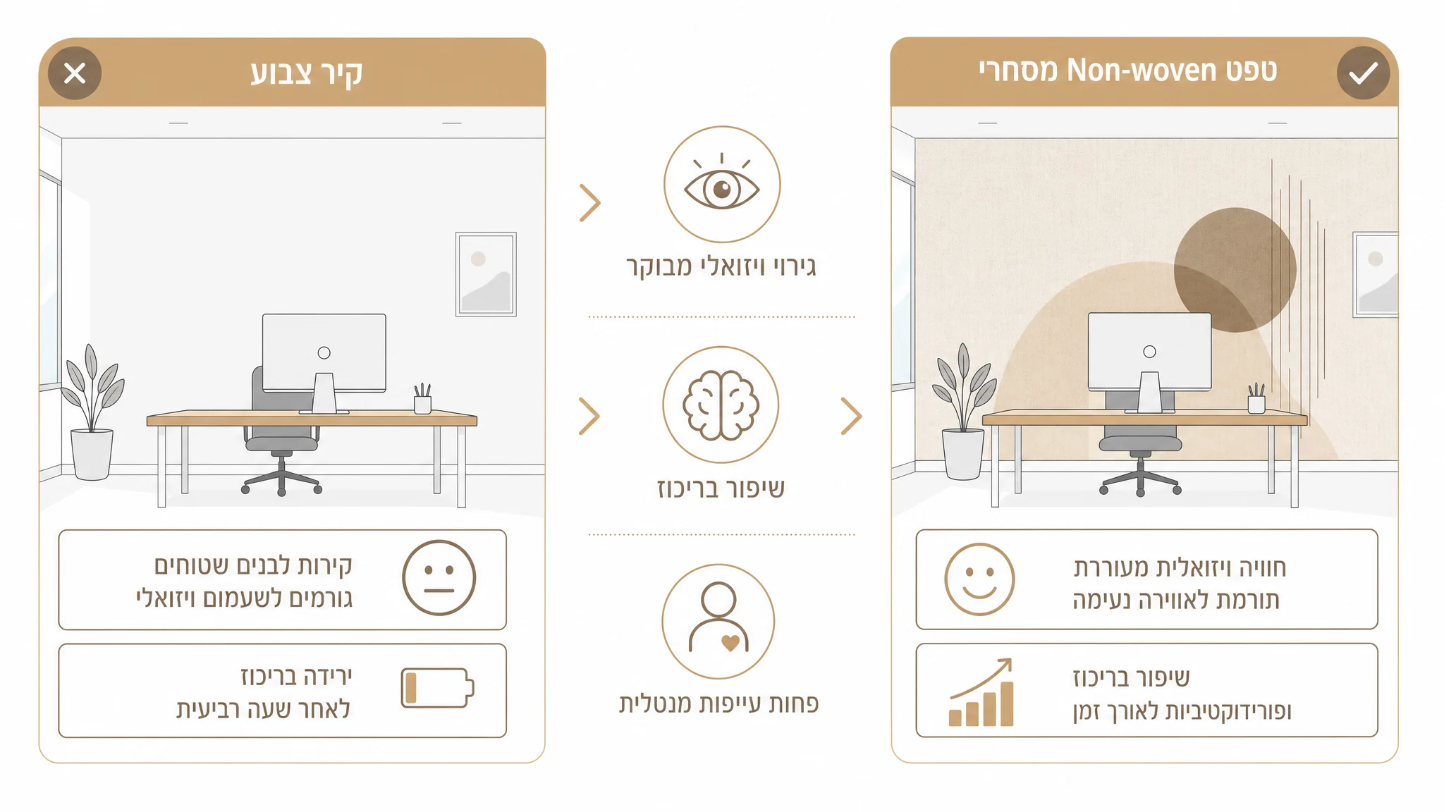 השוואה בין טפט לצבע קיר - יתרונות מסחריים של טפט במשרד