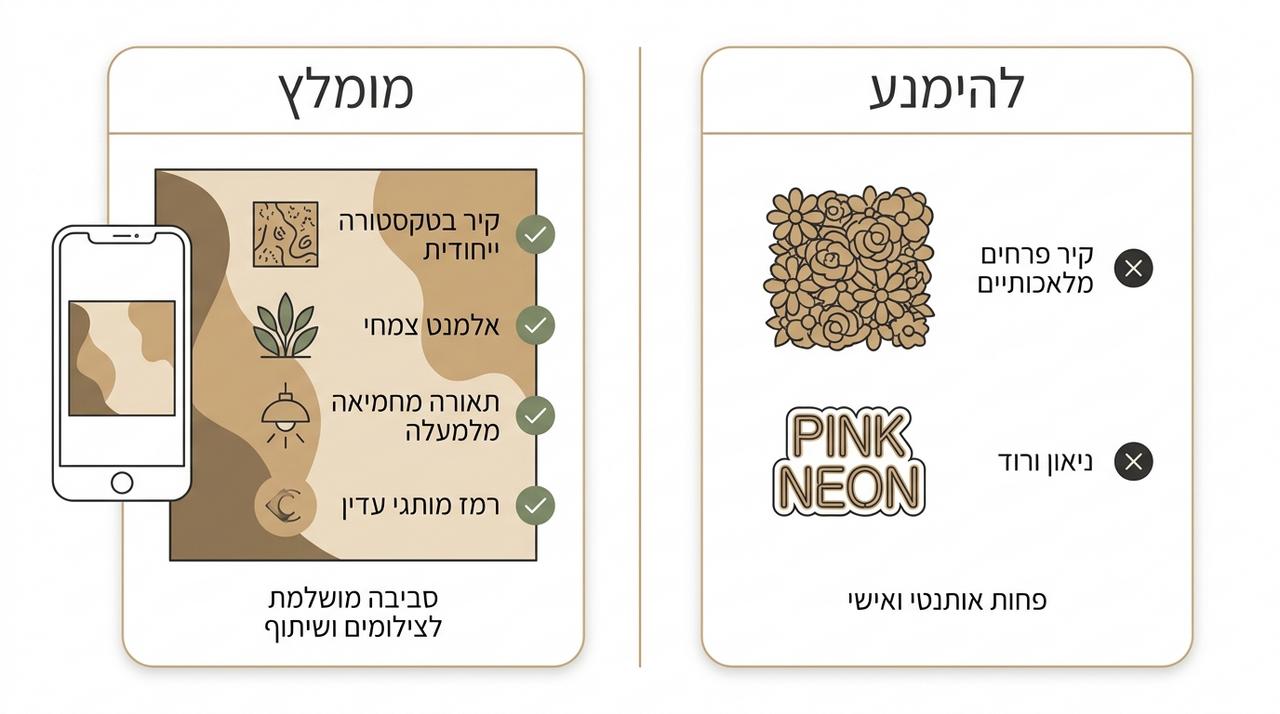 קיר טפט מעוצב שמושך את העין בחדר המתנה