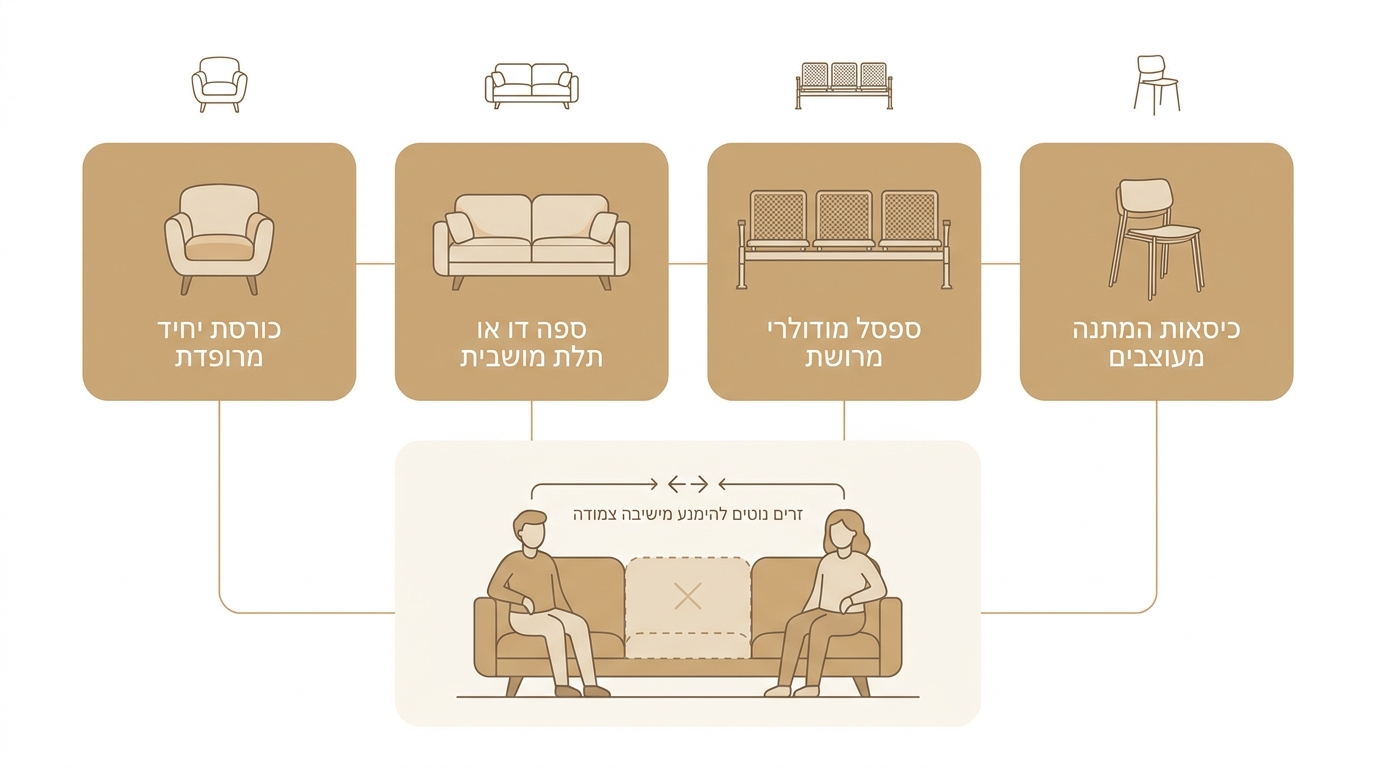 טבלת החלטה בין כורסה, ספה וספסל לפי סוג העסק