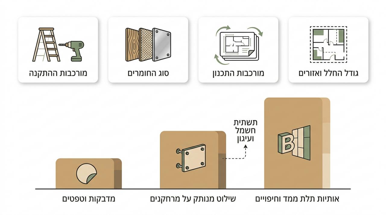 השוואה בין קיר יחיד מעוצב לחלל מלא