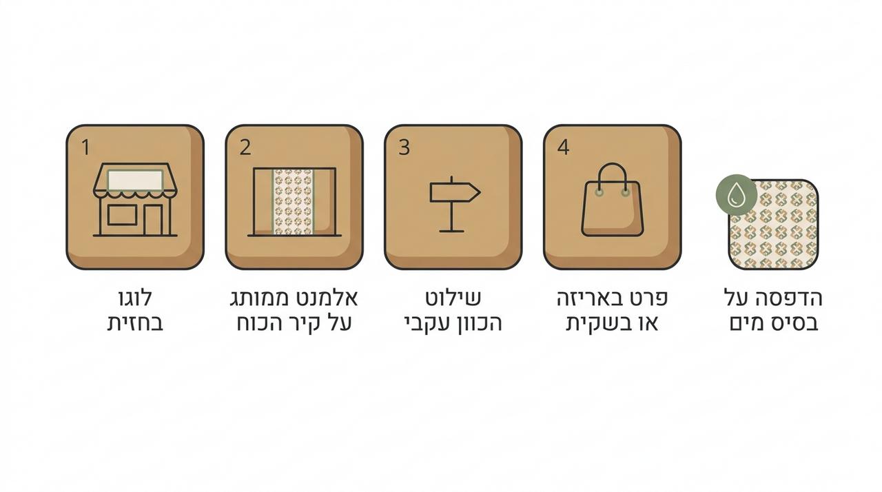 קיר כוח ממותג עם ציפוי טקסטורלי בחנות