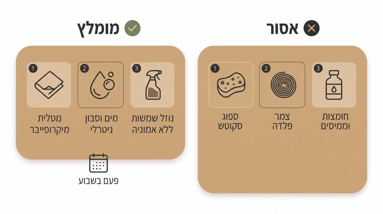 ניקוי מדבקה חלבית על זכוכית במטלית רכה