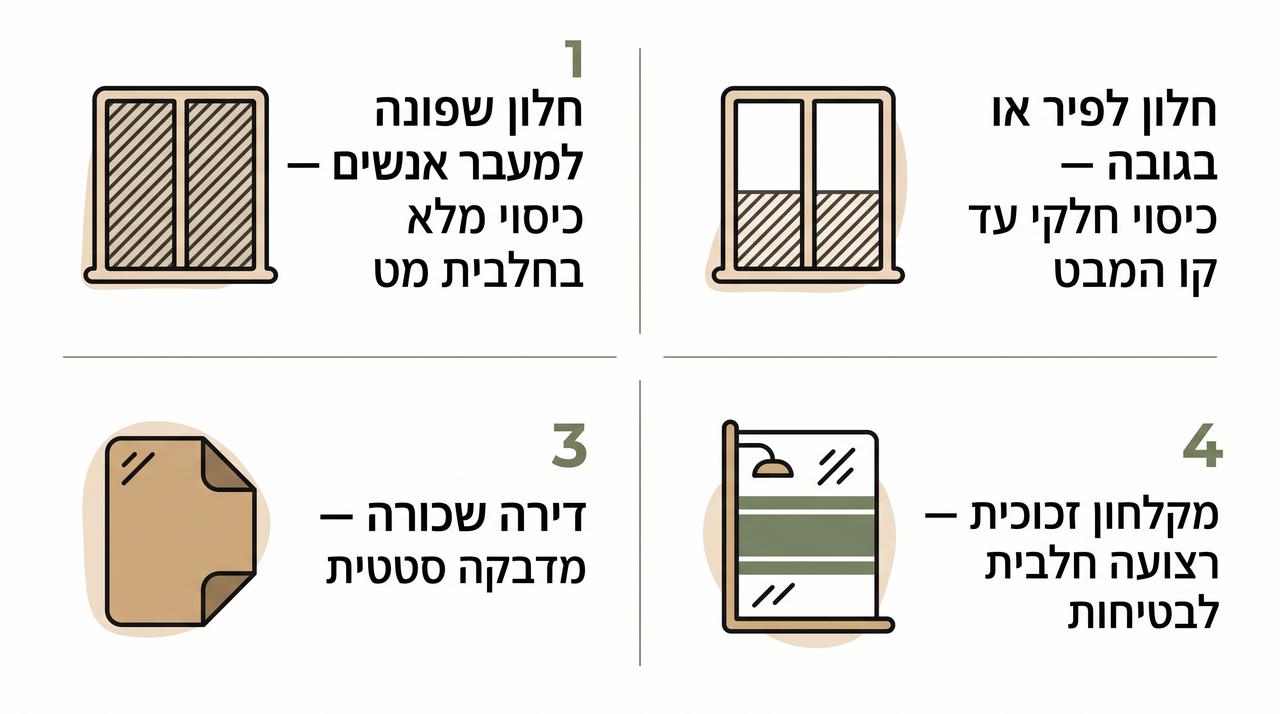 המלצה מסכמת לבחירת פתרון לחלון חדר האמבטיה