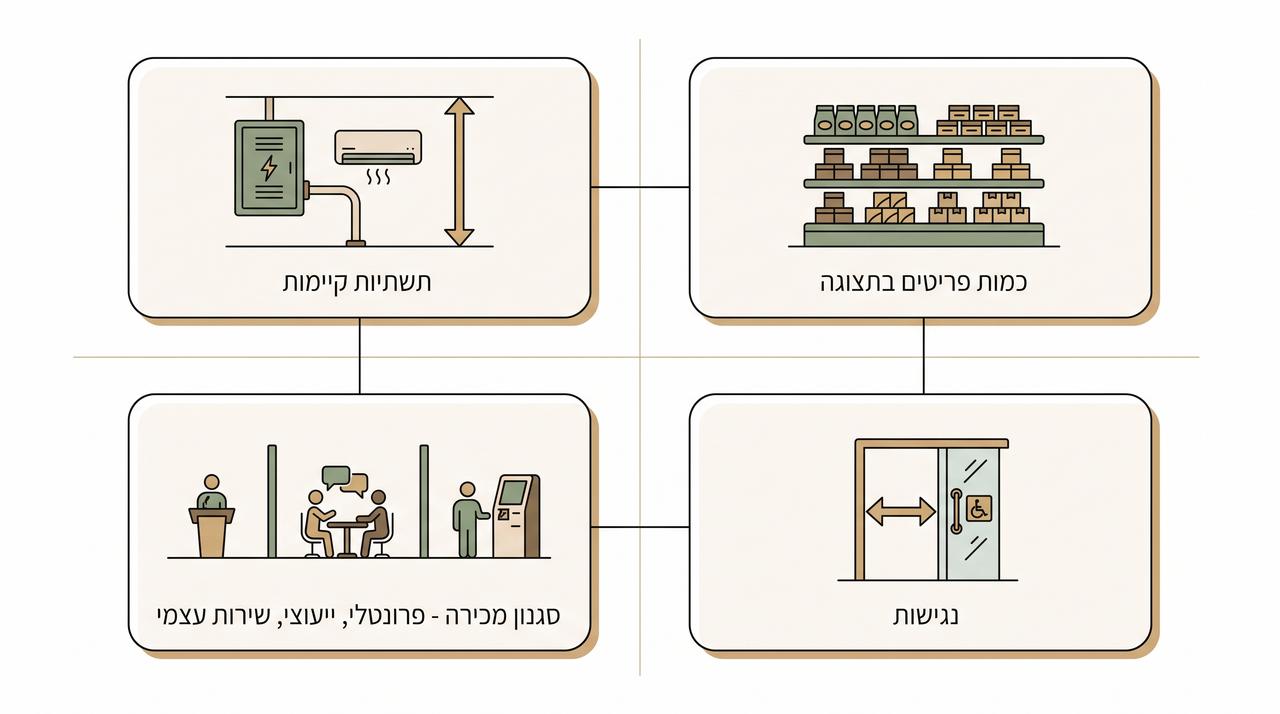 בריף תכנון חנות עם פרטי תשתית ומידות