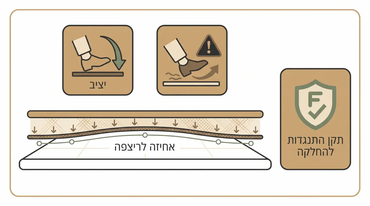 שטיח PVC גדול מונח יציב על ריצוף חלק