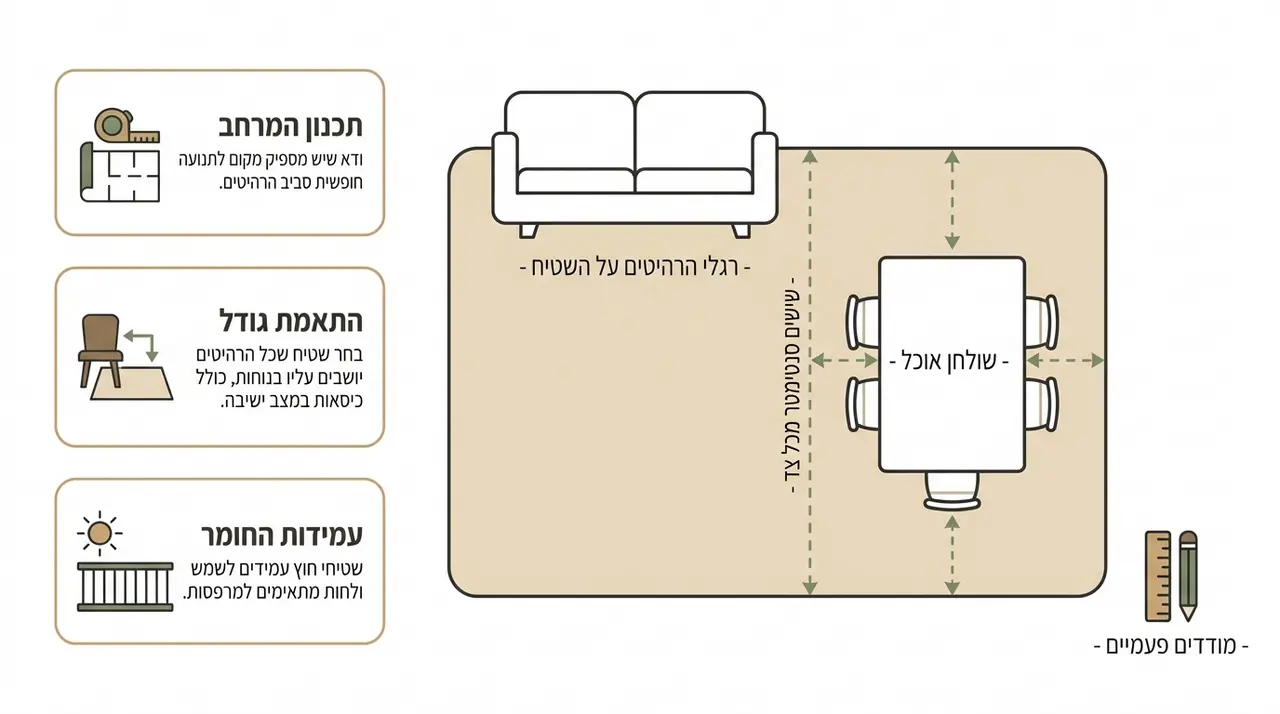 מדידת מידות שטיח למרפסת עם ריהוט