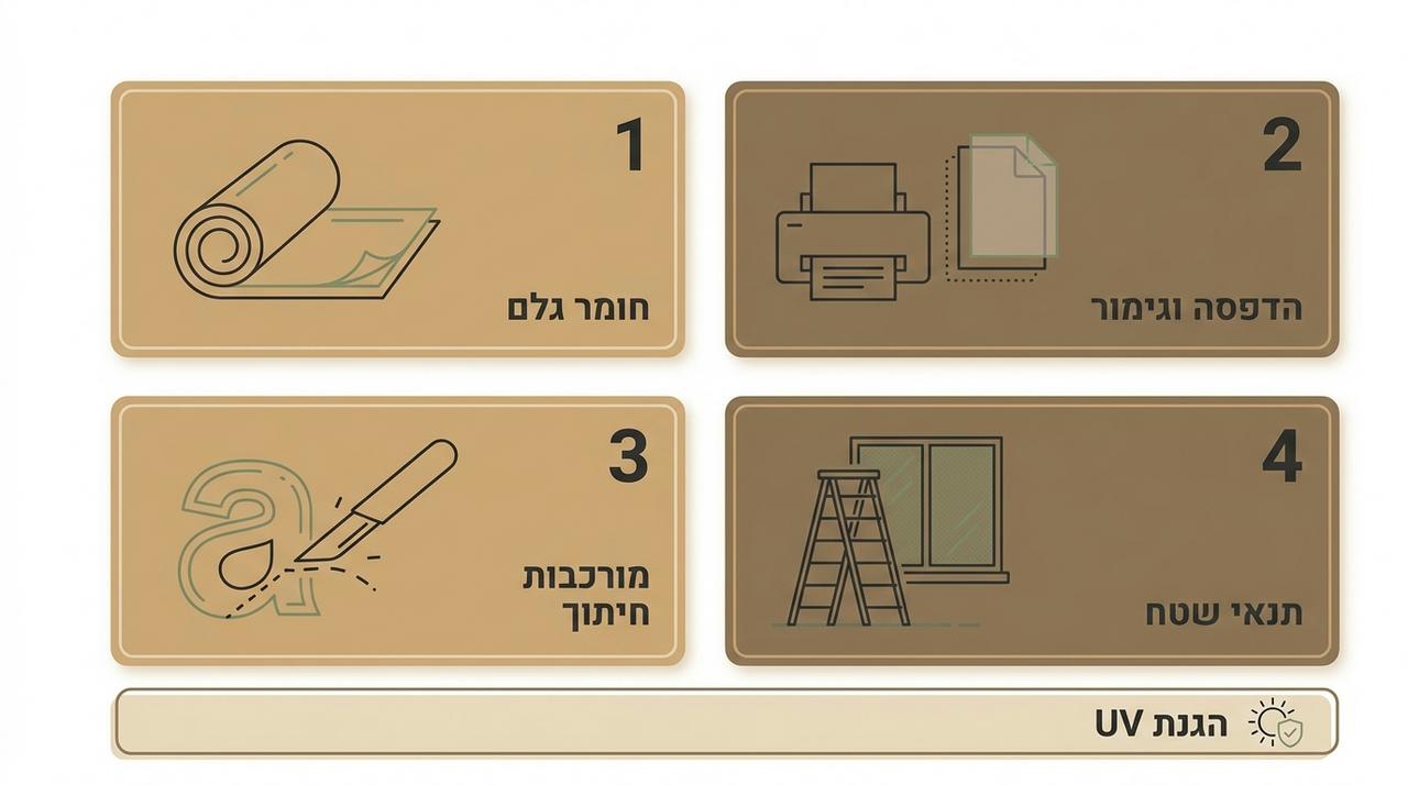 פירוק חזותי של מרכיבי העלות במדבקת חלון לחנות