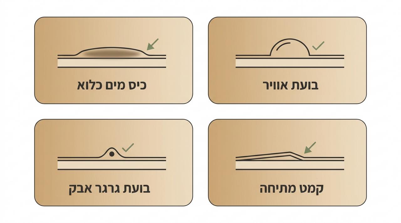זיהוי סוג הבועה שנוצרה מתחת למדבקה