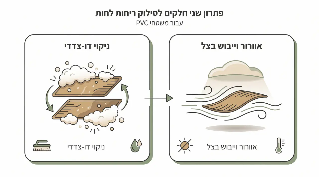 אוורור וייבוש של שטיח PVC להסרת ריח לחות כלואה