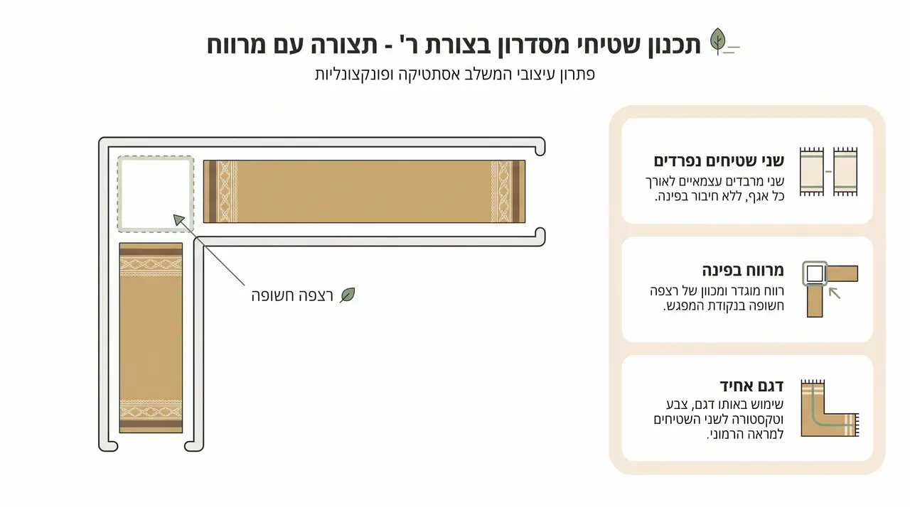 איור הממחיש פריסת שני ראנרים נפרדים במסדרון בצורת L