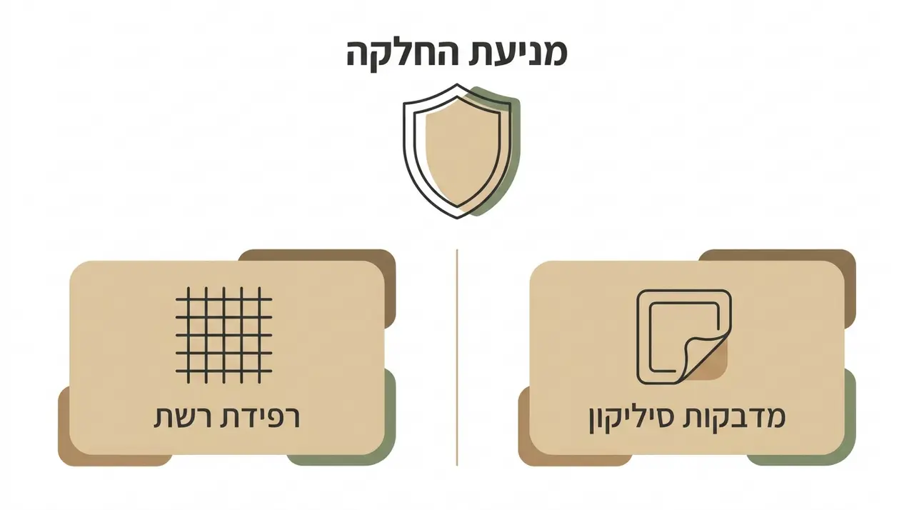 איור הממחיש כיצד למנוע החלקה של שטיח ראנר במסדרון באמצעות רפידת אנטי החלקה